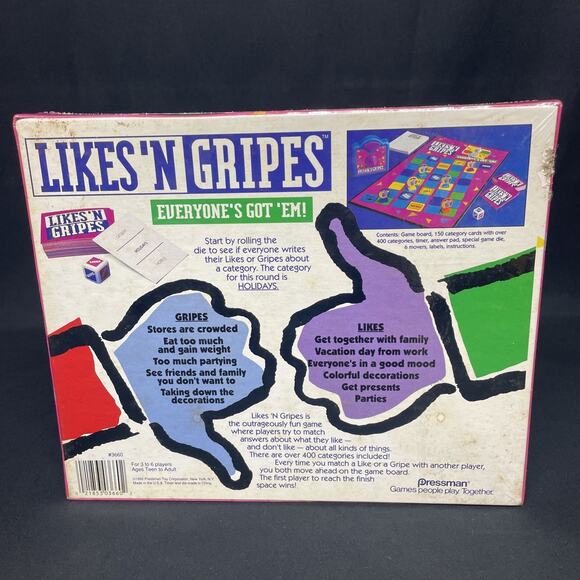Likes N Gripes Vintage 90s Board Game Everyone's Got 'Em! New Sealed Teen-Adult - Picture 3 of 12